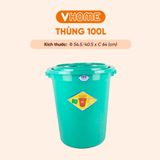  Thùng Nhựa Tròn Có Nắp 100L Nhựa Vĩ Hưng - Đựng Đồ, Lưu Trữ Tiện Lợi 