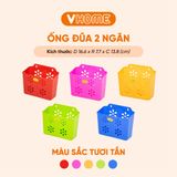  Hộp Đựng Đũa Muỗng 2 Ngăn, Hoa Văn Đẹp, Treo Tường Tiện Lợi - Nhựa Vĩ Hưng 