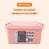  Thùng Nhựa Đa Năng 20L Có Bánh Xe Nhựa VĨ HƯNG 