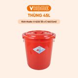  Thùng Nhựa Tròn Có Nắp 45L Nhựa Vĩ Hưng - Đựng Đồ, Lưu Trữ Tiện Lợi 