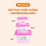  Set 3 Hộp Đựng Thực Phẩm Tủ Lạnh - Dùng Được Trong Lò Vi Sóng, Bảo Quản An Toàn - Nhựa Vĩ Hưng 