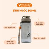  Bình Nước Nắp Bật 500ml, Màu Sắc Xinh Xắn Nhựa, Nhựa VĨ HƯNG 