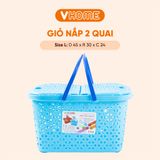  Giỏ Đựng Đa Năng Có Nắp và Quai Tiện Lợi - Màu Sắc Xinh Xắn, Nhựa Cao Cấp Vĩ Hưng 