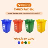 Thùng Rác Công Cộng 60L/100L Nhựa PP Bền Đẹp, Chống Thấm, Nhiều Màu Sắc - Thương Hiệu Vĩ Hưng 
