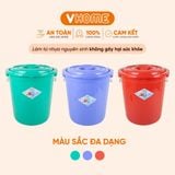  Thùng Nhựa Tròn Có Nắp 45L Nhựa Vĩ Hưng - Đựng Đồ, Lưu Trữ Tiện Lợi 