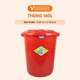  Thùng Nhựa Tròn Có Nắp 160L Nhựa Vĩ Hưng - Đựng Đồ, Lưu Trữ Tiện Lợi 
