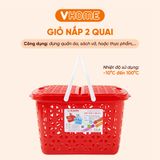  Giỏ Đựng Đa Năng Có Nắp và Quai Tiện Lợi - Màu Sắc Xinh Xắn, Nhựa Cao Cấp Vĩ Hưng 