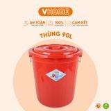  Thùng Nhựa Tròn Có Nắp 90L Nhựa Vĩ Hưng - Đựng Đồ, Lưu Trữ Tiện Lợi 