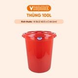  Thùng Nhựa Tròn Có Nắp 100L Nhựa Vĩ Hưng - Đựng Đồ, Lưu Trữ Tiện Lợi 