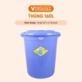  Thùng Nhựa Tròn Có Nắp 160L Nhựa Vĩ Hưng - Đựng Đồ, Lưu Trữ Tiện Lợi 