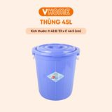  Thùng Nhựa Tròn Có Nắp 45L Nhựa Vĩ Hưng - Đựng Đồ, Lưu Trữ Tiện Lợi 