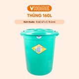 Thùng Nhựa Tròn Có Nắp 160L Nhựa Vĩ Hưng - Đựng Đồ, Lưu Trữ Tiện Lợi 