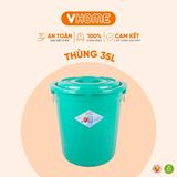  Thùng Nhựa Tròn Có Nắp 35L Nhựa Vĩ Hưng - Đựng Đồ, Lưu Trữ Tiện Lợi 