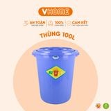  Thùng Nhựa Tròn Có Nắp 100L Nhựa Vĩ Hưng - Đựng Đồ, Lưu Trữ Tiện Lợi 