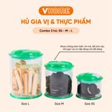  Bộ 3 Hũ Gia Vị, Bảo Quản Thực Phẩm, Kín Hơi Cao Cấp - Nhựa Vĩ Hưng 
