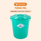  Thùng Nhựa Tròn Có Nắp 90L Nhựa Vĩ Hưng - Đựng Đồ, Lưu Trữ Tiện Lợi 