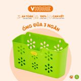  Ống Đựng Đũa Muỗng Hoa, Hộp Đựng Đũa 3 Ngăn Để Bàn - Tiện Lợi, Bền Đẹp - Nhựa Vĩ Hưng 