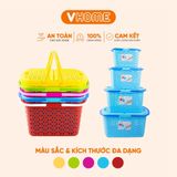  Giỏ Đựng Đa Năng Có Nắp và Quai Tiện Lợi - Màu Sắc Xinh Xắn, Nhựa Cao Cấp Vĩ Hưng 