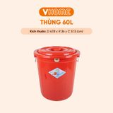  Thùng Nhựa Tròn Có Nắp 60L Nhựa Vĩ Hưng - Đựng Đồ, Lưu Trữ Tiện Lợi 