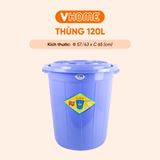  Thùng Nhựa Tròn Có Nắp 120L Nhựa Vĩ Hưng - Đựng Đồ, Lưu Trữ Tiện Lợi 