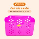  Ống Đựng Đũa Muỗng Hoa, Hộp Đựng Đũa 3 Ngăn Để Bàn - Tiện Lợi, Bền Đẹp - Nhựa Vĩ Hưng 
