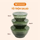  BỘ 3 Tô Nhựa Vĩ Hưng Đựng Hoa Quả, Trộn Salad Cao Cấp, Hiện Đại, Dày Dặn Có Nắp Đậy - VHE-38 