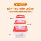  Set 3 Hộp Đựng Thực Phẩm Tủ Lạnh - Dùng Được Trong Lò Vi Sóng, Bảo Quản An Toàn - Nhựa Vĩ Hưng 