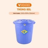  Thùng Nhựa Tròn Có Nắp 80L Nhựa Vĩ Hưng - Đựng Đồ, Lưu Trữ Tiện Lợi 