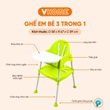  Ghế Ăn Dặm Nhựa Vĩ Hưng Cho Bé, 2 Chế Độ Chân, Kèm Mặt Bàn 