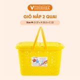  Giỏ Đựng Đa Năng Có Nắp và Quai Tiện Lợi - Màu Sắc Xinh Xắn, Nhựa Cao Cấp Vĩ Hưng 