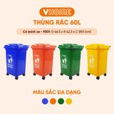  Thùng Rác Công Cộng 60L/100L Nhựa PP Bền Đẹp, Chống Thấm, Nhiều Màu Sắc - Thương Hiệu Vĩ Hưng 