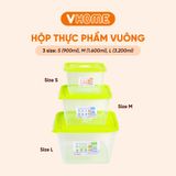  Set 3 Hộp Đựng Thực Phẩm Tủ Lạnh - Dùng Được Trong Lò Vi Sóng, Bảo Quản An Toàn - Nhựa Vĩ Hưng 