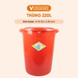 Thùng Nhựa Tròn Có Nắp 220L Nhựa Vĩ Hưng - Đựng Đồ, Lưu Trữ Tiện Lợi 