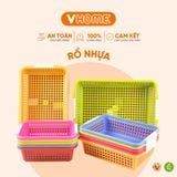  Rổ Nhựa Chữ Nhật 6 Màu, 6 Kích Cỡ - Chất Lượng Cao, Nhựa Vĩ Hưng 
