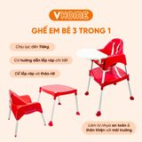  Ghế Ăn Dặm Nhựa Vĩ Hưng Cho Bé, 2 Chế Độ Chân, Kèm Mặt Bàn 