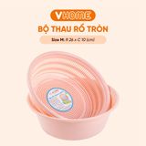  Rổ Nhựa Tròn Kèm Chậu, Bộ Rổ Đựng Đồ Kèm Chậu, Màu Sắc Xinh Xắn Nhựa VĨ HƯNG 