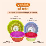 Rổ Tròn Rửa Rau Củ 4 Kích Cỡ - Nhựa Vĩ Hưng, Màu Sắc Đa Dạng, Chất Lượng Cao 