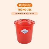  Thùng Nhựa Tròn Có Nắp 35L Nhựa Vĩ Hưng - Đựng Đồ, Lưu Trữ Tiện Lợi 