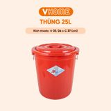  Thùng Nhựa Tròn Có Nắp 25L Nhựa Vĩ Hưng - Đựng Đồ, Lưu Trữ Tiện Lợi 