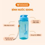  Bình Nước Nắp Bật 500ml, Màu Sắc Xinh Xắn Nhựa, Nhựa VĨ HƯNG 