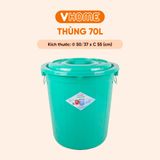  Thùng Nhựa Tròn Có Nắp 70L Nhựa Vĩ Hưng - Đựng Đồ, Lưu Trữ Tiện Lợi 
