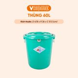  Thùng Nhựa Tròn Có Nắp 60L Nhựa Vĩ Hưng - Đựng Đồ, Lưu Trữ Tiện Lợi 