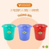  Thùng Nhựa Tròn Có Nắp 80L Nhựa Vĩ Hưng - Đựng Đồ, Lưu Trữ Tiện Lợi 