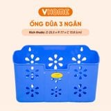  Ống Đựng Đũa Muỗng Hoa, Hộp Đựng Đũa 3 Ngăn Để Bàn - Tiện Lợi, Bền Đẹp - Nhựa Vĩ Hưng 