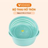  Rổ Nhựa Tròn Kèm Chậu, Bộ Rổ Đựng Đồ Kèm Chậu, Màu Sắc Xinh Xắn Nhựa VĨ HƯNG 