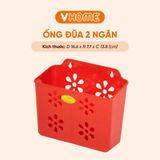  Hộp Đựng Đũa Muỗng 2 Ngăn, Hoa Văn Đẹp, Treo Tường Tiện Lợi - Nhựa Vĩ Hưng 
