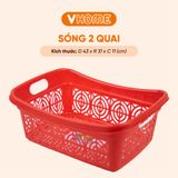  Sóng Nhựa 2 Quai Có Tay Cầm, Hoa Văn Hiện Đại - Nhựa PP Chính Phẩm, Đa Năng - Nhựa Vĩ Hưng 