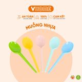  Muỗng Dùng 1 Lần Nhựa Vĩ Hưng 15cm - 1000 Cái, Màu Pastel, Nhựa Chính Phẩm, Không BPA, An Toàn Sức Khỏe 