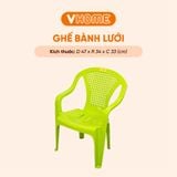  Ghế Bành Lưới Tựa Lưng Nhựa - Thoáng Mát, Bền Đẹp, Nhẹ Gọn - Nhựa Vĩ Hưng 