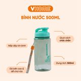  Bình Nước Nắp Bật 500ml, Màu Sắc Xinh Xắn Nhựa, Nhựa VĨ HƯNG 